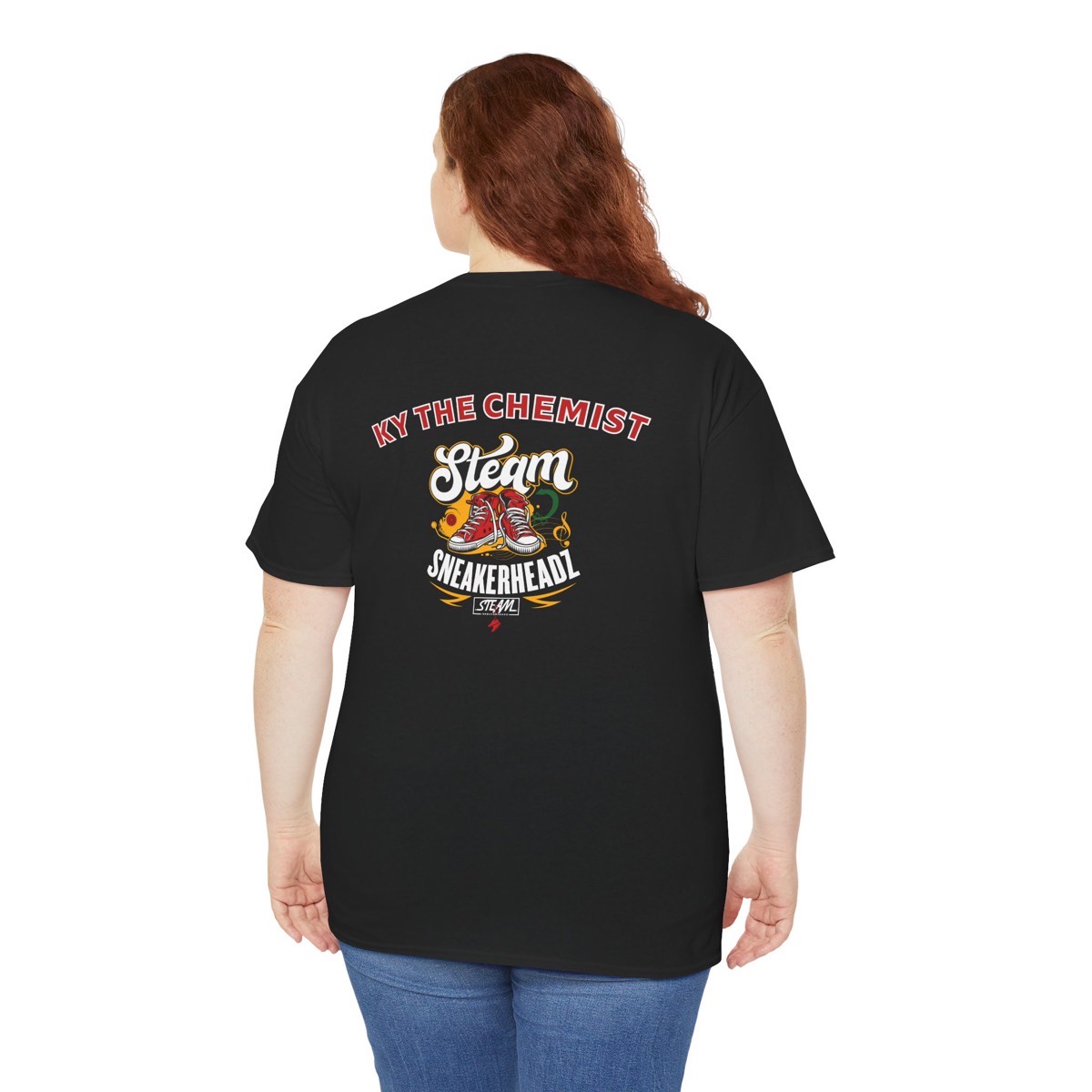 Back view of custom branded apparel